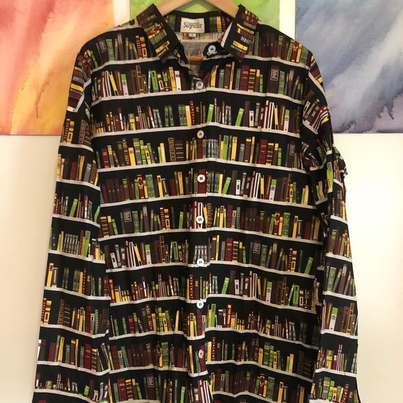 Book Button-Up with Necklace - Picture 2 of 4